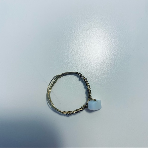 HANDMADE GOLD WIRE STONE RING 19mm - Picture 4 of 6